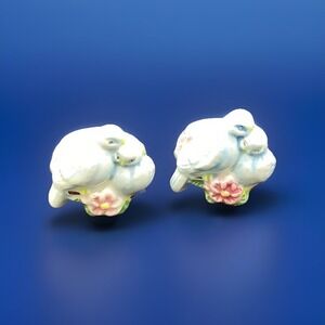 Vintage Avon 1983 Love Birds Taper Candle Holders Huggers Set/2 Ceramic Flowers